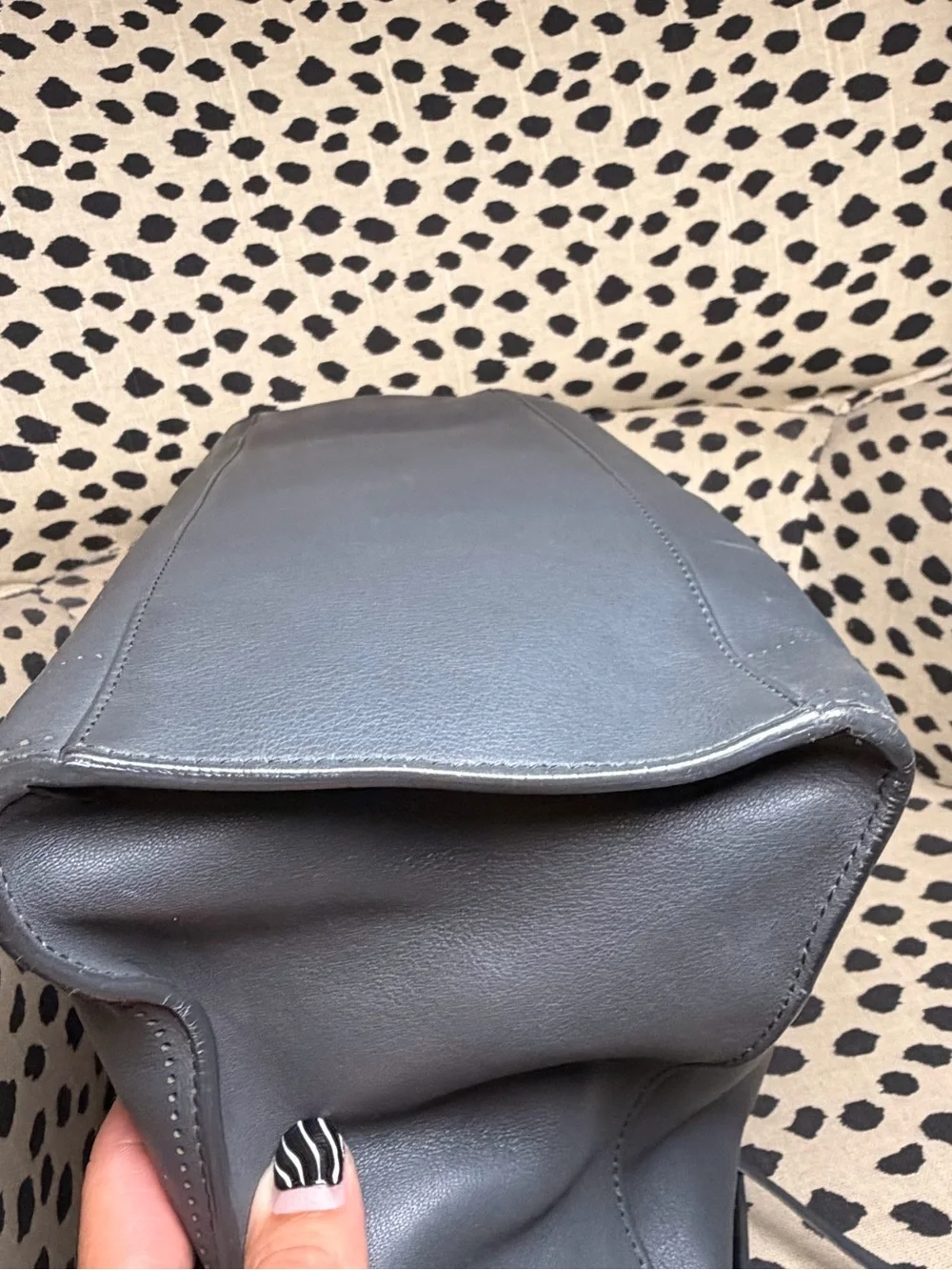 BALENCIAGA Veau Soyeux Perforated Blackout Hardware City Gris Fossile